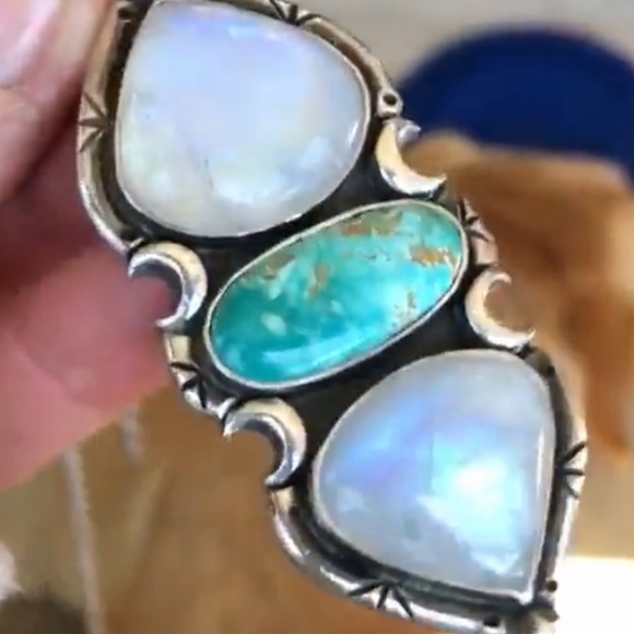 Pacific Crest Silver moonstone and turquoise sterling silver pendant - Picture 9 of 13